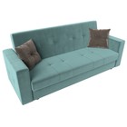 Прямой диван «Лига 016», механизм книжка, велюр, цвет бирюзовый / коричневый - Фото 5