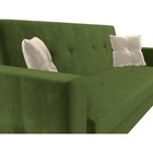 Прямой диван «Лига 016», механизм книжка, микровельвет, цвет зелёный / бежевый - Фото 4