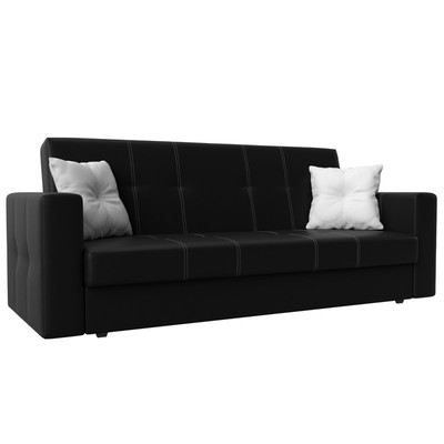 Прямой диван «Лига 016», механизм книжка, экокожа, цвет чёрный / белый