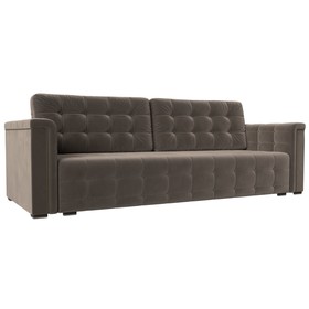 Прямой диван «Лига 002», механизм еврокнижка, велюр, цвет коричневый