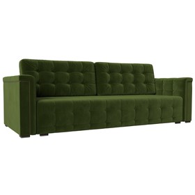 Прямой диван «Лига 002», механизм еврокнижка, микровельвет, цвет зелёный