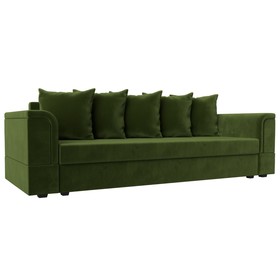 Прямой диван «Лига 005», механизм еврокнижка, микровельвет, цвет зелёный