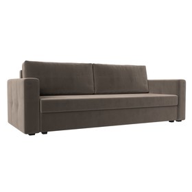 Прямой диван «Лига 006», механизм еврокнижка, велюр, цвет коричневый