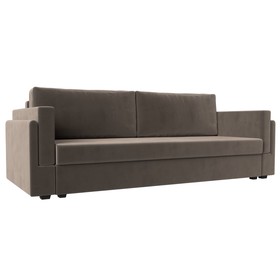 Прямой диван «Лига 007», механизм еврокнижка, велюр, цвет коричневый
