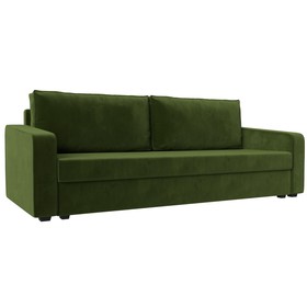 Прямой диван «Лига 009», механизм еврокнижка, микровельвет, цвет зелёный