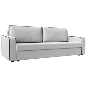 Прямой диван «Лига 009», механизм еврокнижка, экокожа, цвет белый / кант чёрный