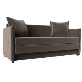 Прямой диван «Лига 011», механизм раскладной, велюр, цвет коричневый