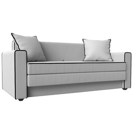 Прямой диван «Лига 012», механизм раскладной, экокожа, цвет белый / кант чёрный