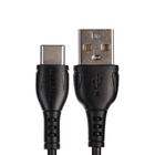 Кабель Eltronic Type-C - USB, 2.4 А, 1 м, зарядка + передача данных, пакет, черный 9699573 - фото 13998813