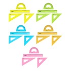 Набор чертежный Стамм малый (линейка 16 см, 2 треугольника, транспортир), прозрачный, неоновые цвета, европодвес, МИКС - фото 10549407