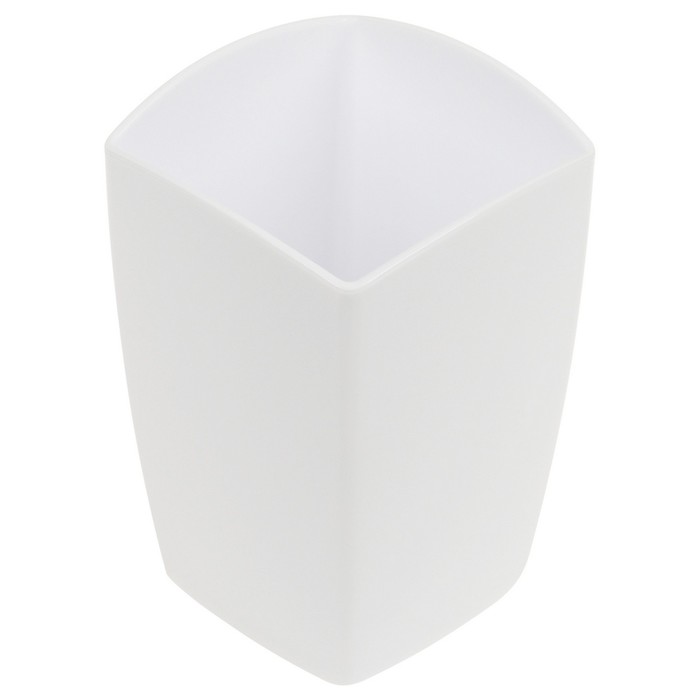 Подставка-стакан для канцелярии СТАММ "Тропик", пластик, квадратная, белая - Фото 1