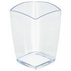 Подставка-стакан для канцелярии СТАММ "Тропик", пластик, квадратная, прозрачная - фото 19781046