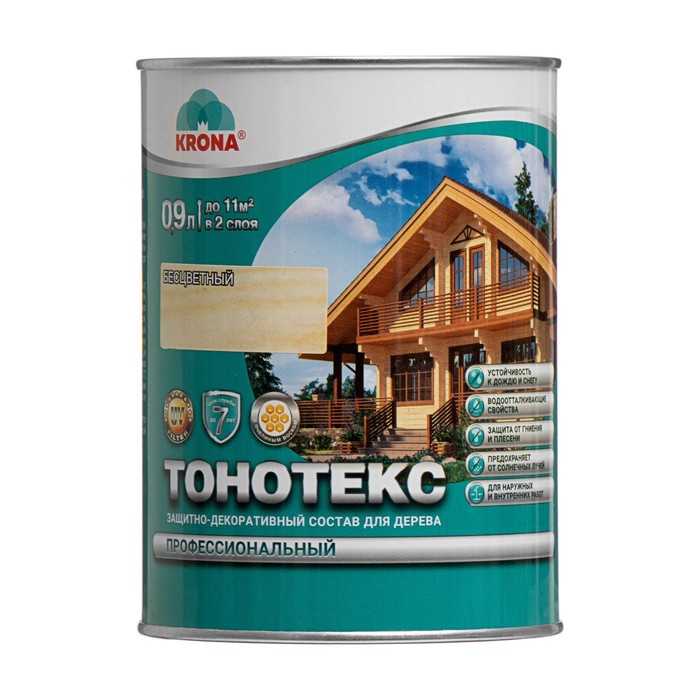 

Состав защитно-декоративный Тонотекс "KRONA" бесцветный 0,9 л