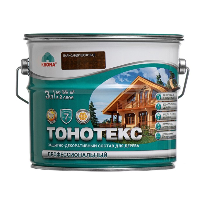 

Состав защитно-декоративный Тонотекс "KRONA" палисандр-шоколад 3 л