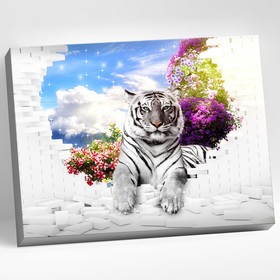 Картина по номерам 40 × 50 см «Белый тигр» 19 цветов