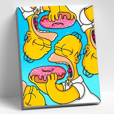 Картина по номерам 40 × 50 см «Гомер и пончики» 15 цветов