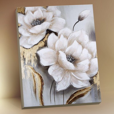 Картина по номерам с поталью 40 × 50 см «Белые цветы» 13 цветов