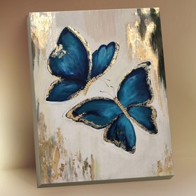 Картина по номерам с поталью 40 × 50 см «Синие бабочки» 13 цветов