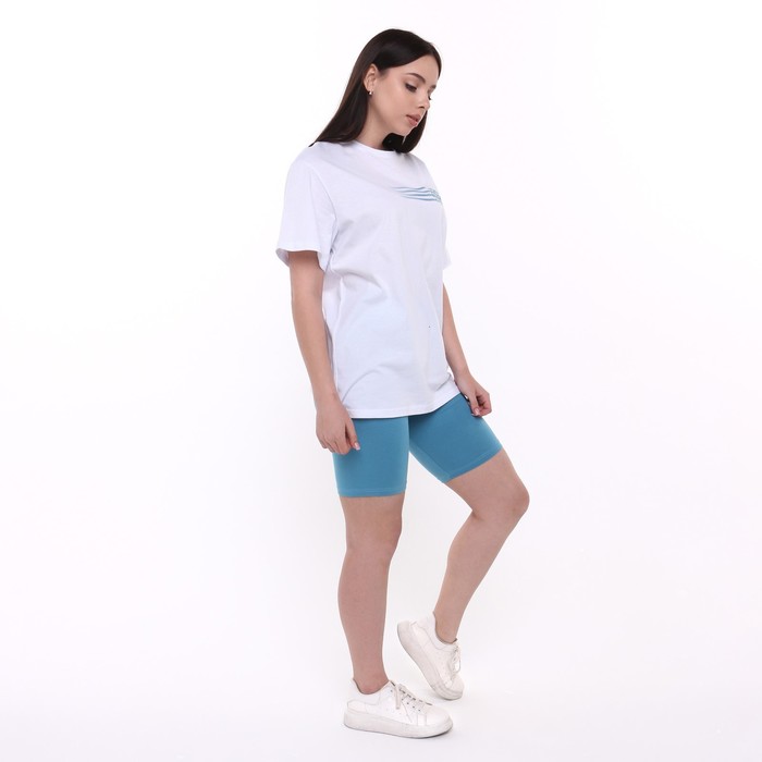 Комплект женский (футболка/шорты), цвет лазурит/белый, размер 48 63423