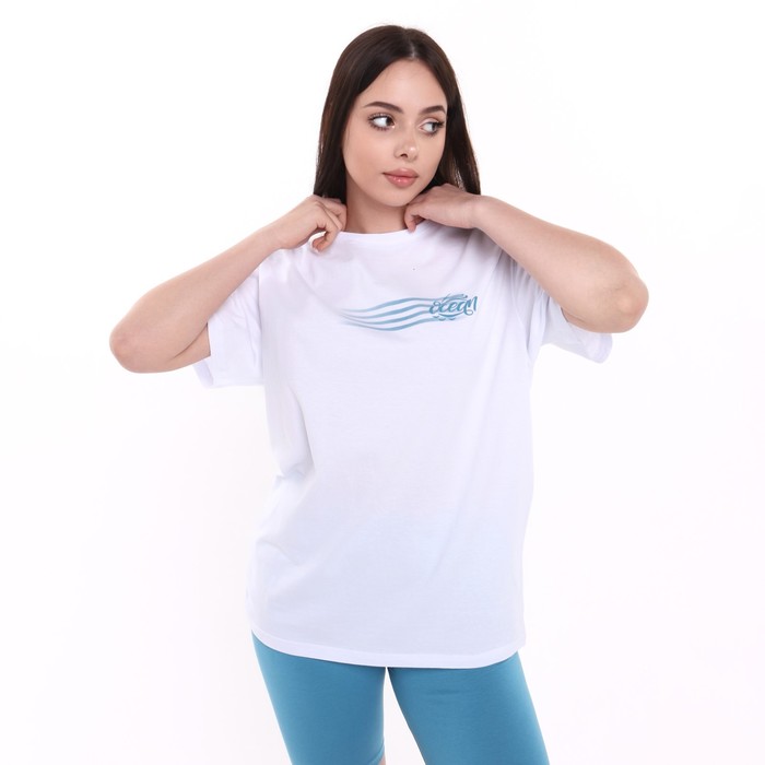 Комплект женский (футболка/шорты), цвет лазурит/белый, размер 50 63424