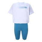 Комплект женский (футболка/шорты), цвет лазурит/белый, размер 50 - фото 25305424