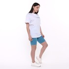 Комплект женский (футболка/шорты), цвет лазурит/белый, размер 50 - фото 25305416