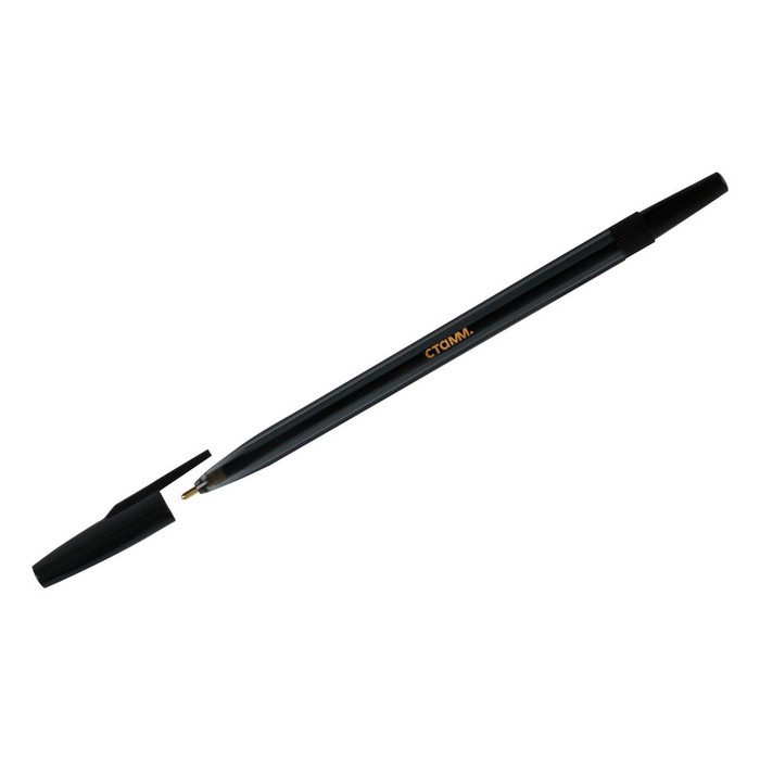 Ручка шариковая СТАММ "049" черная, 0,7мм, тонированный корпус - Фото 1