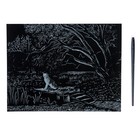 Гравюра большая с эффектом серебра «Котик на озере» - фото 24479363