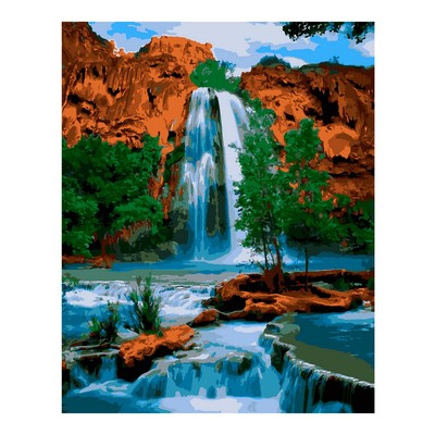 Картина по номерам на картоне 40 × 50 см «Горный водопад»