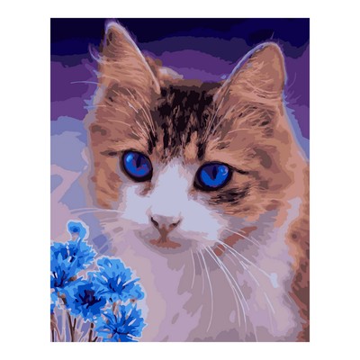 Картина по номерам на картоне 40 × 50 см «Кот и васильки»