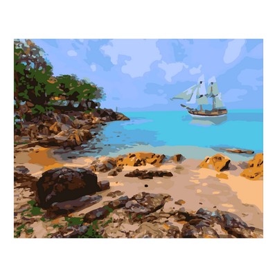 Картина по номерам на картоне 40 × 50 см «На берегу бухты»