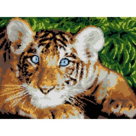Алмазная мозаика 30 × 40 см, (полное заполнение) «Голубоглазый тигрёнок»