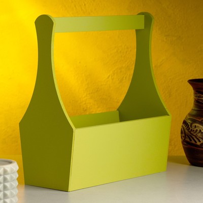 Кашпо деревянное "Виллиан Лонг", 25×12,5×10 см, с ручкой, фисташка