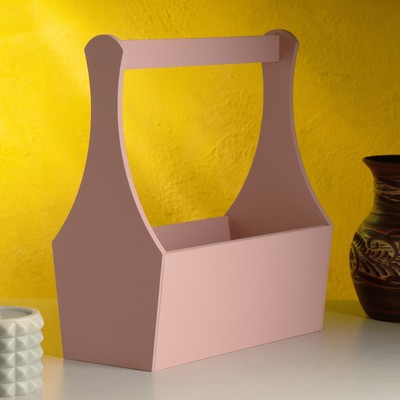 Кашпо деревянное "Виллиан Лонг", 25×12,5×10 см, с ручкой, розовый коралл