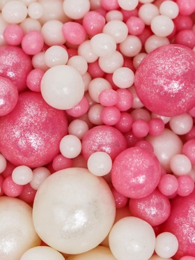 Кондитерская посыпка с мягким центром «Жемчуг»: розовая белая, 20 г (комплект 4 шт)