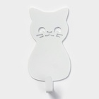 Крючок настенный самоклеящийся «Кот», 50×95×15 мм, цвет белый - фото 22278594