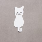 Крючок настенный самоклеящийся «Кот», 50×95×15 мм, цвет белый - Фото 3