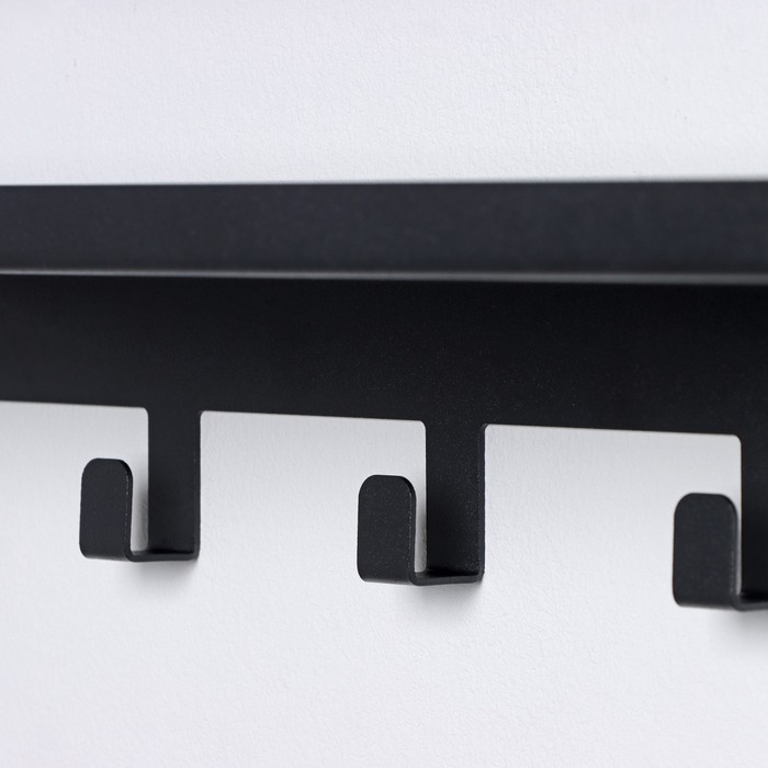 Набор полок с крючками ЛОФТ, 2 полки: 350×100×35 мм, 350×100×80 мм, цвет черный - фото 1897474100