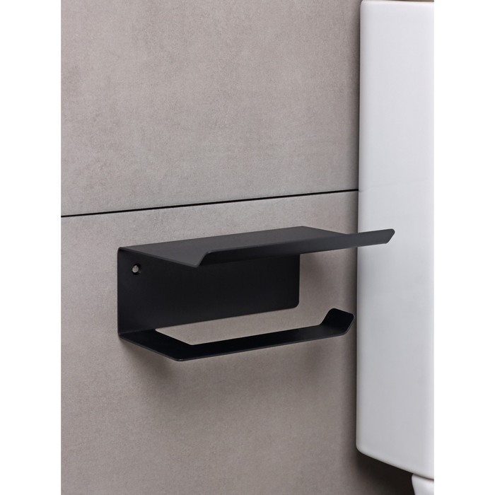 Держатель для туалетной бумаги ЛОФТ, 160×110×85 мм, цвет черный - фото 1900423163