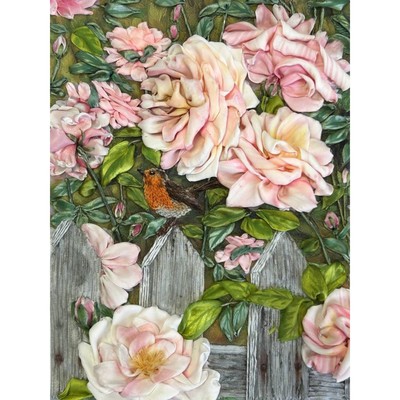 Набор для вышивания лентами «Многоцветница», «Зарянка в саду», 26х35 см