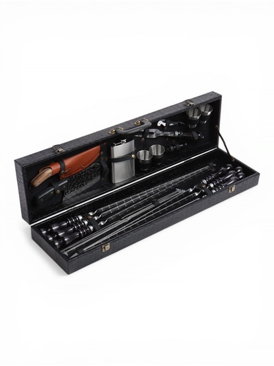 Набор с шампурами подарочный «Тигр» №25, в кейсе из эко-кожи