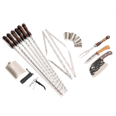 Набор с шампурами подарочный «Тигр» №25, в кейсе из эко-кожи