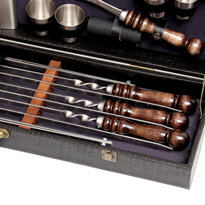 Набор с шампурами подарочный «Тигр» №25, в кейсе из эко-кожи