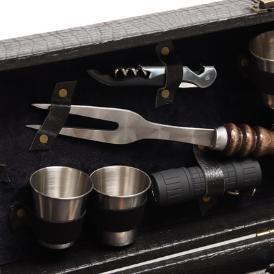 Набор с шампурами подарочный «Тигр» №25, в кейсе из эко-кожи