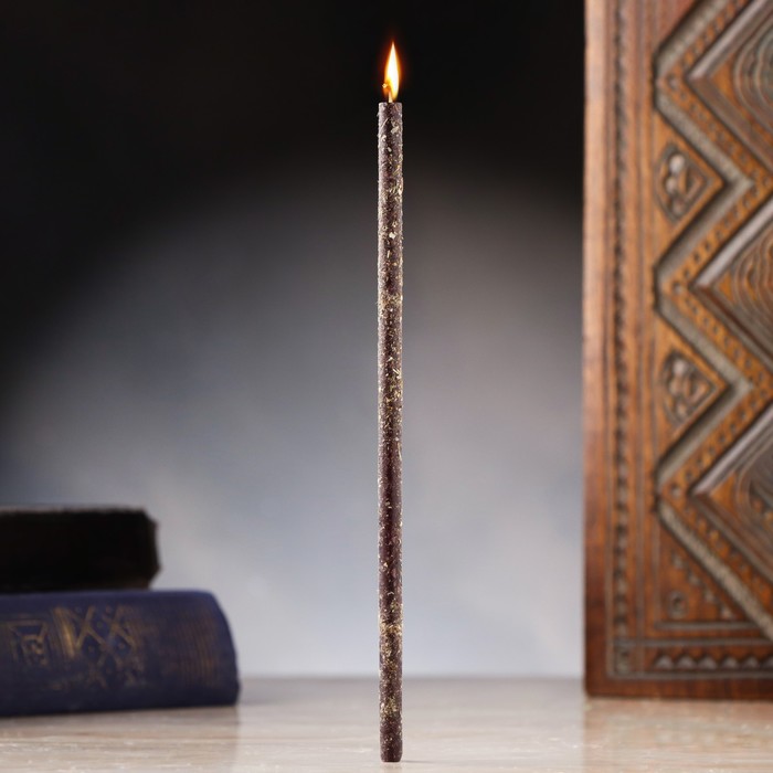 Свеча магическая восковая Очищение, с полынью, 16х0,6 см, черный