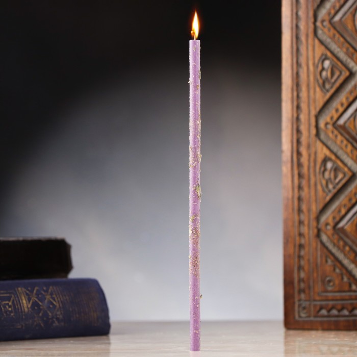 Свеча магическая восковая "От страха и стресса", с лавандой, 16х0,6 см, фиолетовая - Фото 1