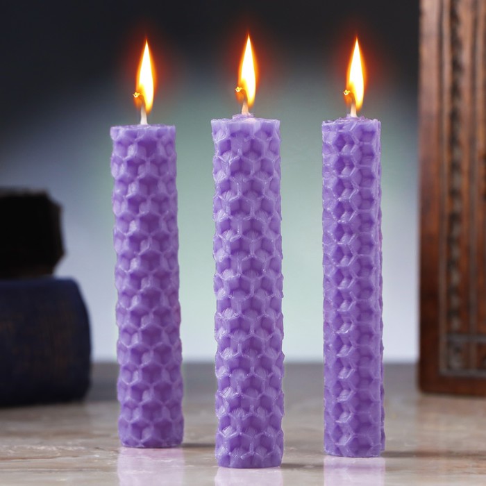 Набор свечей из вощины "Интуиция и понимание сути" , 3 шт, 8х1,7 см, 45 мин, фиолетовый - Фото 1
