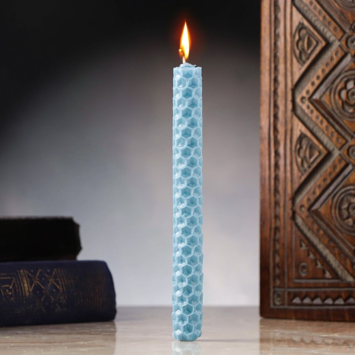 Свеча из вощины "Спокойствие и внутренняя гармония" , 13х1,7 см, 1 ч, голубой - Фото 1