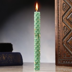 Свеча из вощины с крапивой "От сглаза и негатива" , 13х1,7 см, 1 ч, зеленый