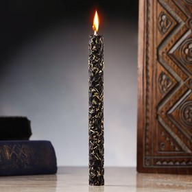 Свеча из вощины с чабрецом 'Восстановление энергетики человека' , 13х1,7 см, 1 ч, черный